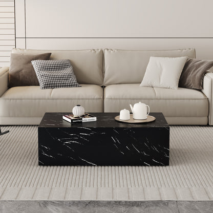 39.3*23.6*11.8 Inch Black Marble Texture MDF Coffee Table - Luxurious Design, Perfect Living Room Accent.Fashion texture design coffee table, suitable for various situations and scenes.W1151P234029