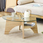 Round Tempered Glass Coffee Table - 31.5" Diameter, Multi-Functional Design.Fan-Shaped Pedestal Design.Round Tempered Glass Tabletop.Suitable for dining rooms, living rooms, offices, and more.