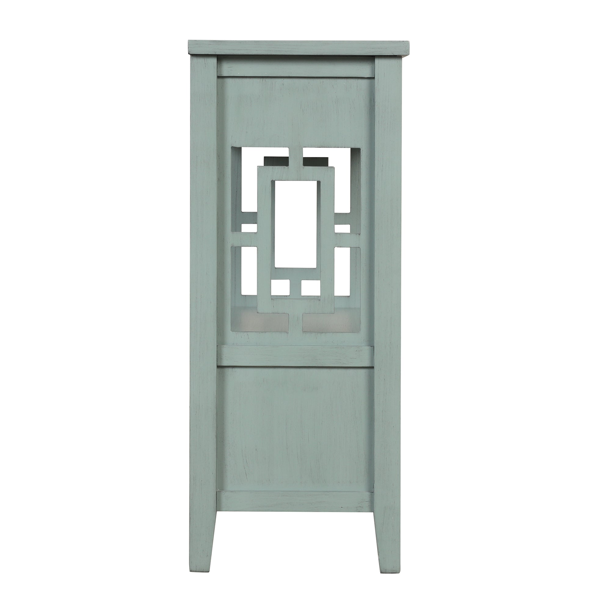 Retro Blue Pine Console Table - 36" Entryway Sofa Table with Drawers