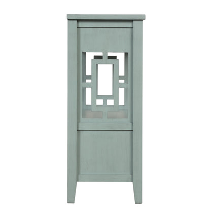Retro Blue Pine Console Table - 36" Entryway Sofa Table with Drawers
