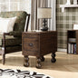 Solid Wood End Table, Rectangle 23.6 inch Narrow Side Table with Drawer, Vintage Bedside Table Nightstand for Small Spaces, Living Room, Bedroom, Easy Assembly, Espresso