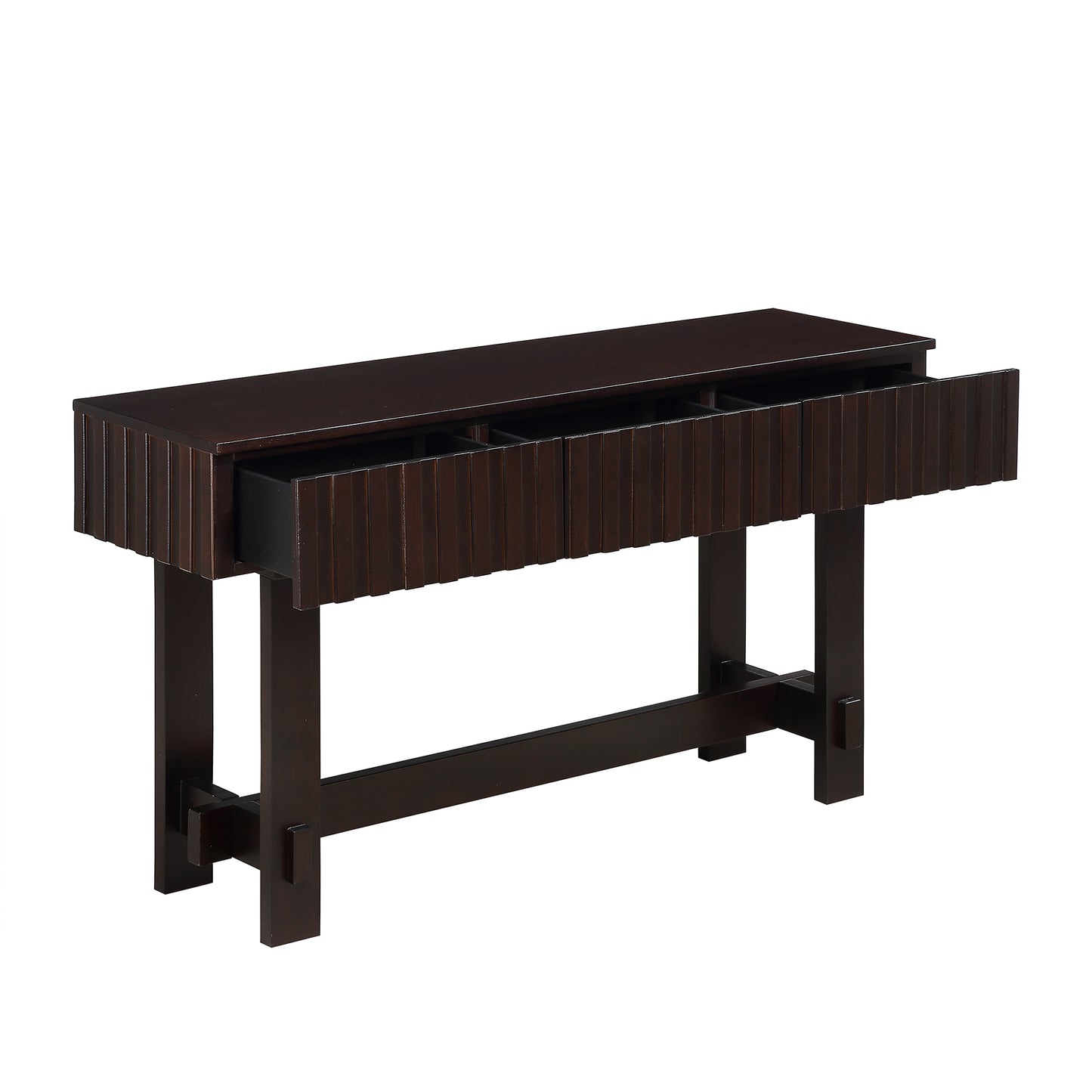 52 inch Espresso Console Table with Fluted Drawers for Entryways for Living Room
