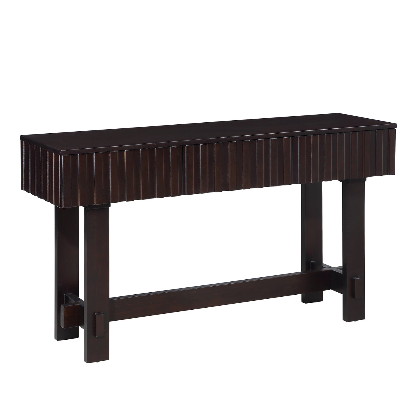 52 inch Espresso Console Table with Fluted Drawers for Entryways for Living Room