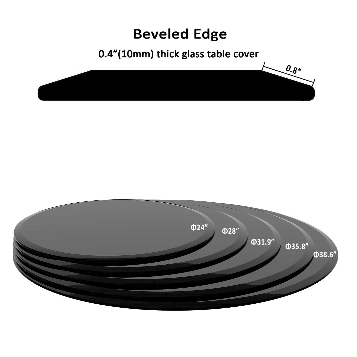 28 Inch Round Tempered Glass Table - Black, Guest Room & Office Use