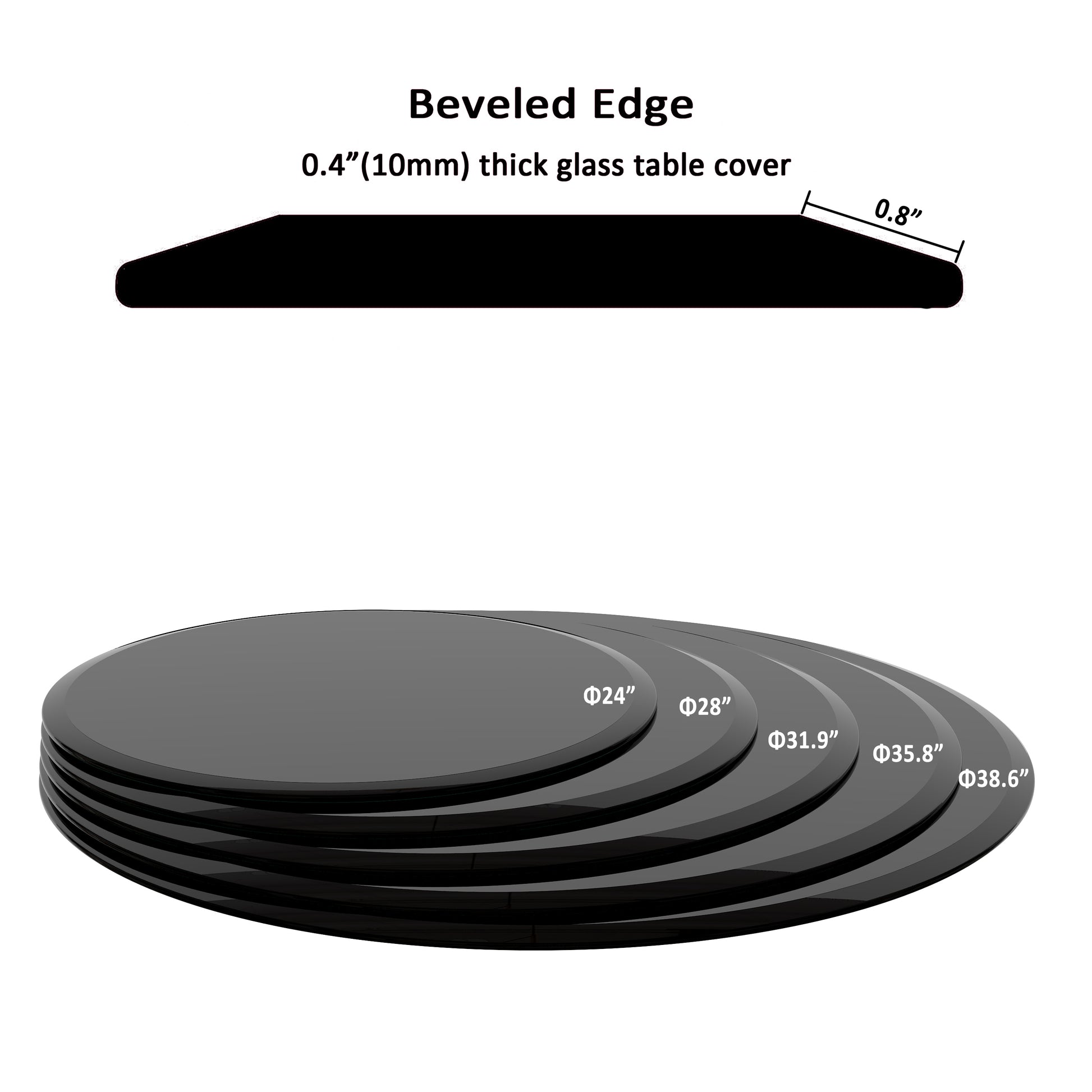 28 Inch Round Tempered Glass Table - Black, Guest Room & Office Use