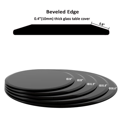 28 Inch Round Tempered Glass Table - Black, Guest Room & Office Use