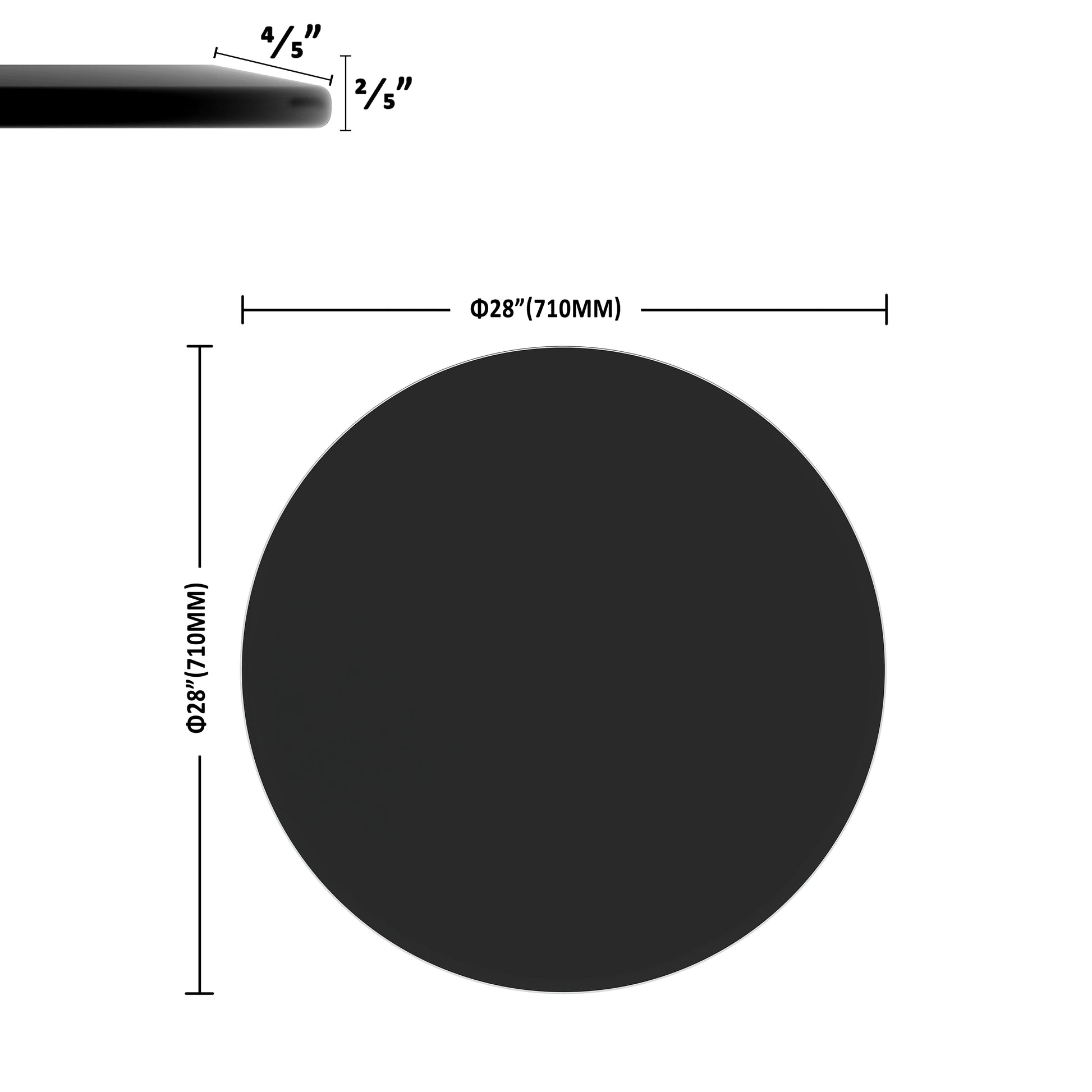28 Inch Round Tempered Glass Table - Black, Guest Room & Office Use