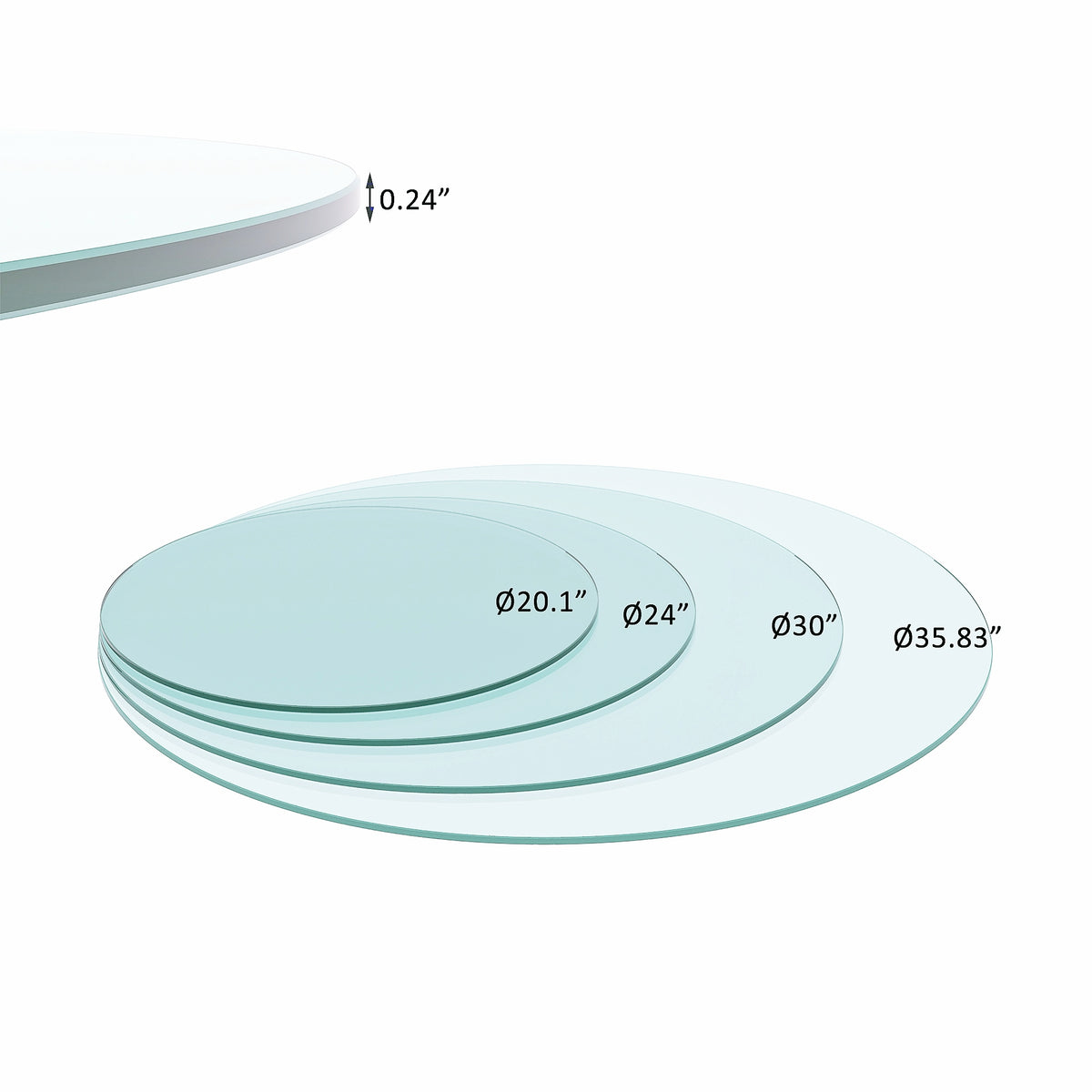 20 Inch Round Glass Table Top - Clear Glass for Living Room