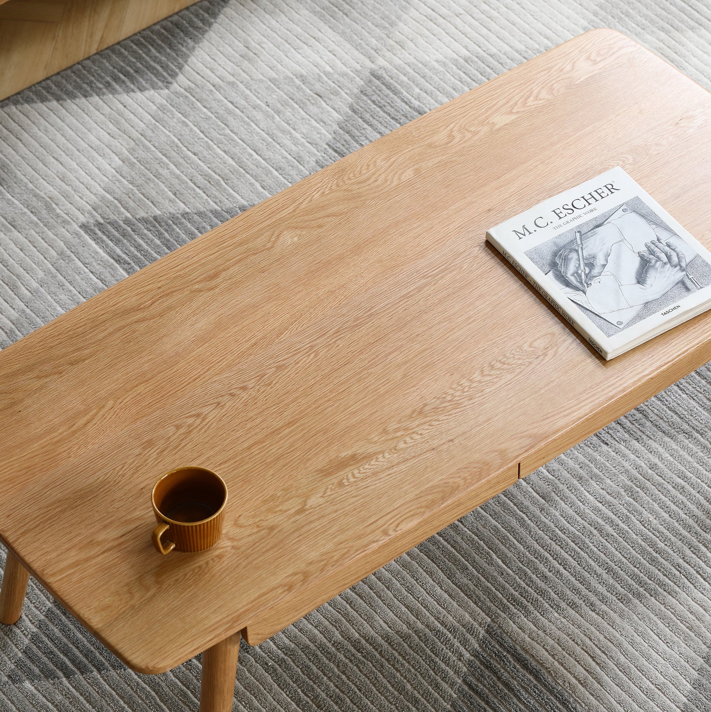 120cm Oak Rectangular Coffee Table with Drawers for Living Room