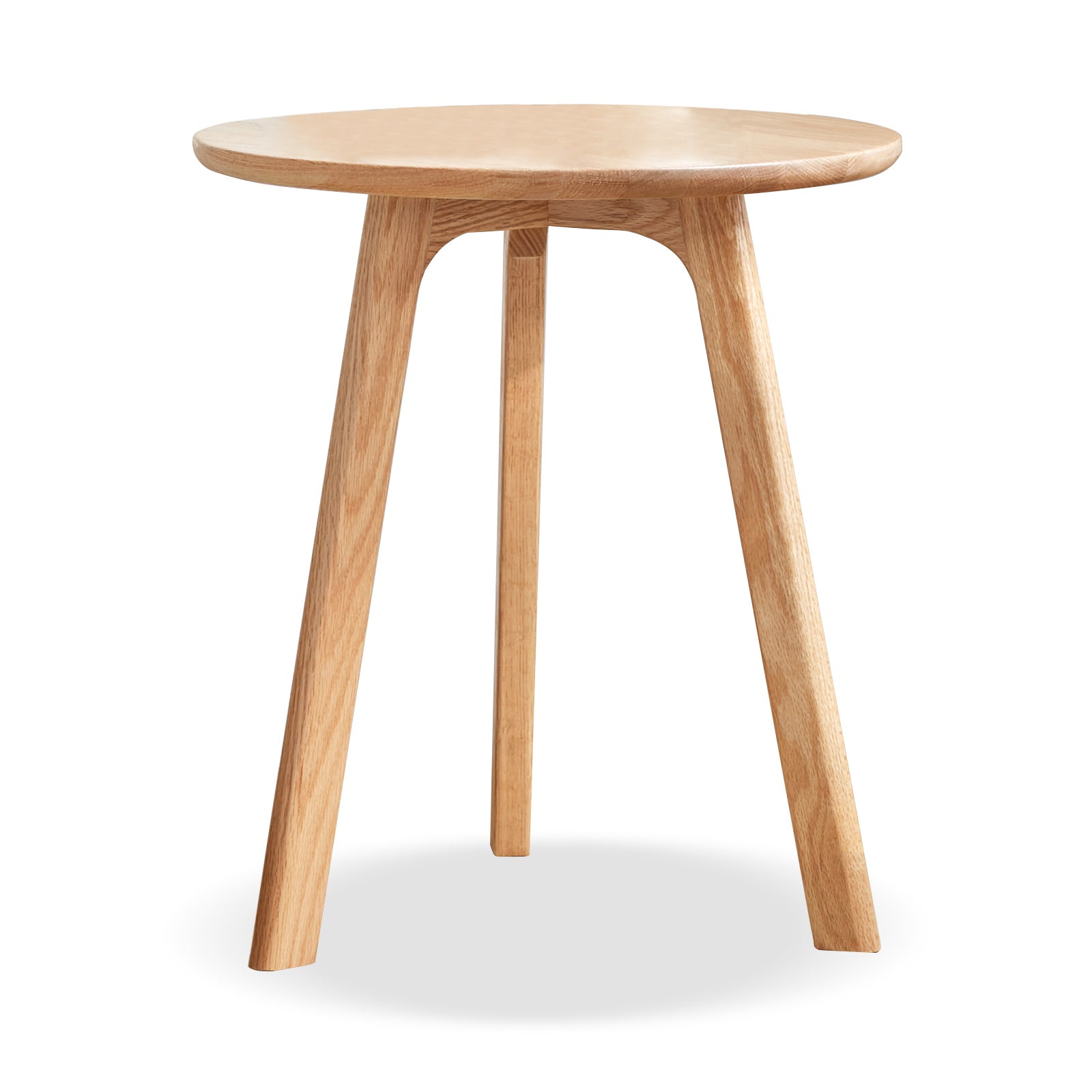 Natural Oak Round End Table - Small Side Table for Living Room & Bedroom