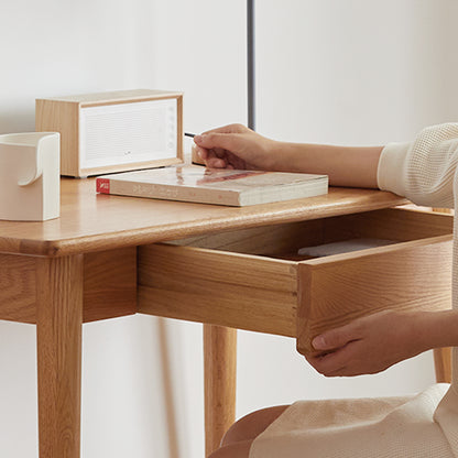 Oak Triangular Computer Desk - 39.3" Study Table with Storage
