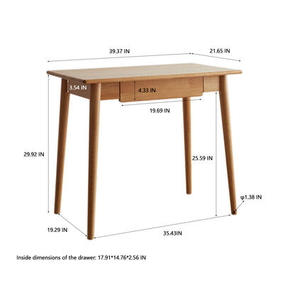 Oak Triangular Computer Desk - 39.3" Study Table with Storage
