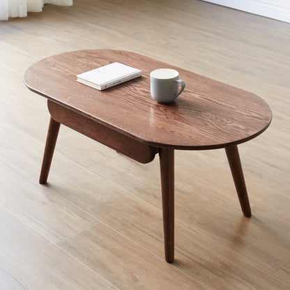 Oak Solid Wood Coffee Table - Round 39.37" Diameter