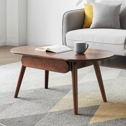 Oak Solid Wood Coffee Table - Round 39.37" Diameter