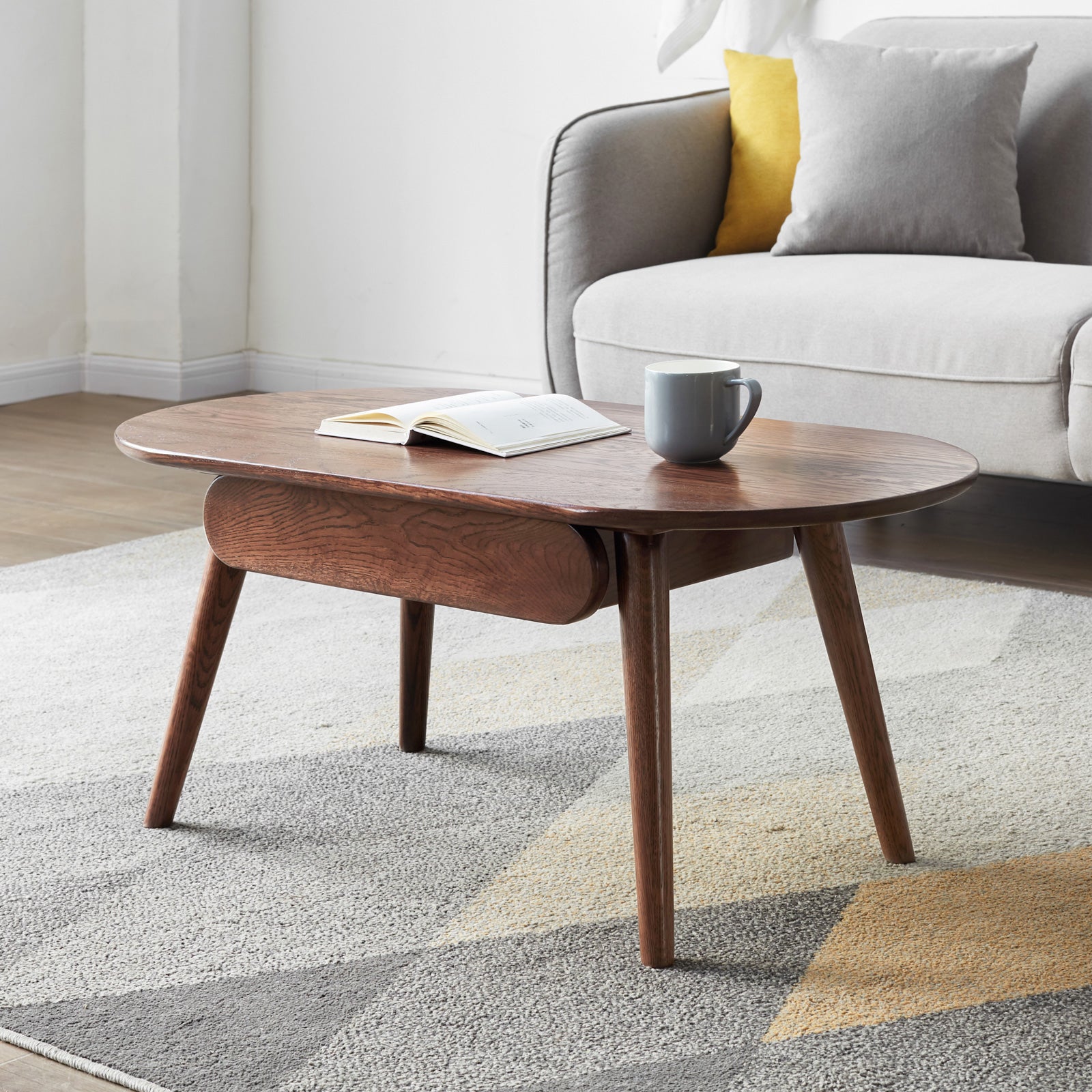 Capsule centre table Low table Table with drawers 100% solid wood Top board Desk Coffee table W 100 x D 52 x H 46 cm Study table Work from home Easy to assemble Natural wood Natural writing desk