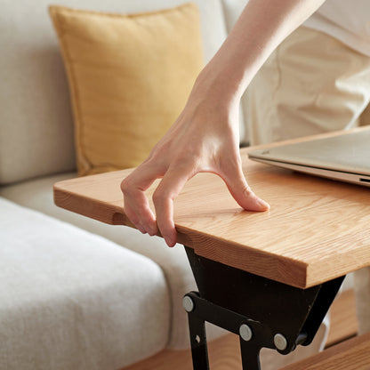 Natural Oak Height Adjustable Standing Desk - Triangular Wood Table