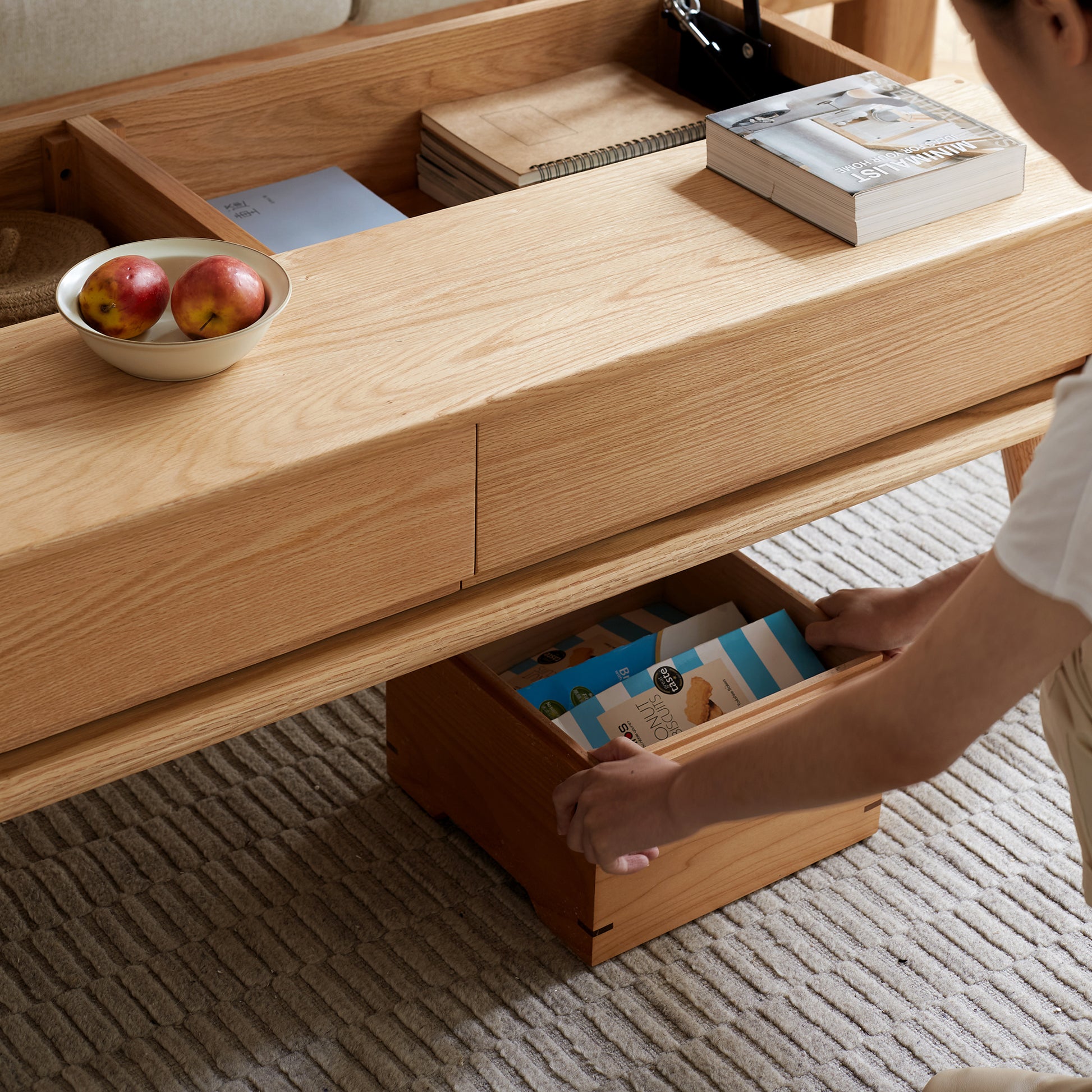 Natural Oak Height Adjustable Standing Desk - Triangular Wood Table