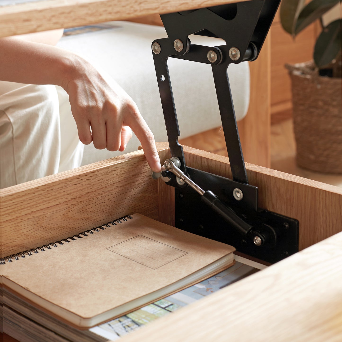 Natural Oak Height Adjustable Standing Desk - Triangular Wood Table