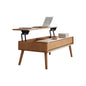 Elevating Center Table Low Table 100% Solid Oak Wood Top Plate Desk Coffee Table Width 100 x Depth 60 x Height 45 cm Study Desk Work From Home Easy To Assemble Natural Color Wood With Storage Shelf