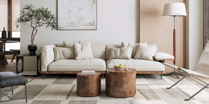 Dark Brown Burl Coffee Table Set - 2 Nesting Tables for Living Room Bedroom