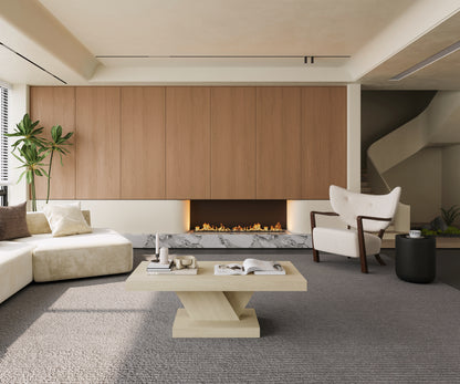47" Modern Cross Leg Coffee Table - Solid Wood & MDF, Oak Finish