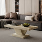 47" Modern Cross Leg Coffee Table, Sturdy X-Shape Design, Solid Wood Veneer, Large Living Room Center Table with Ample Storage Space, Oak Wash