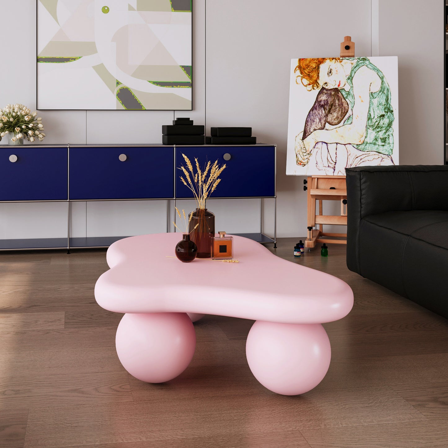 Pink Cloud Shaped Coffee Table - 47 Inch MDF Table