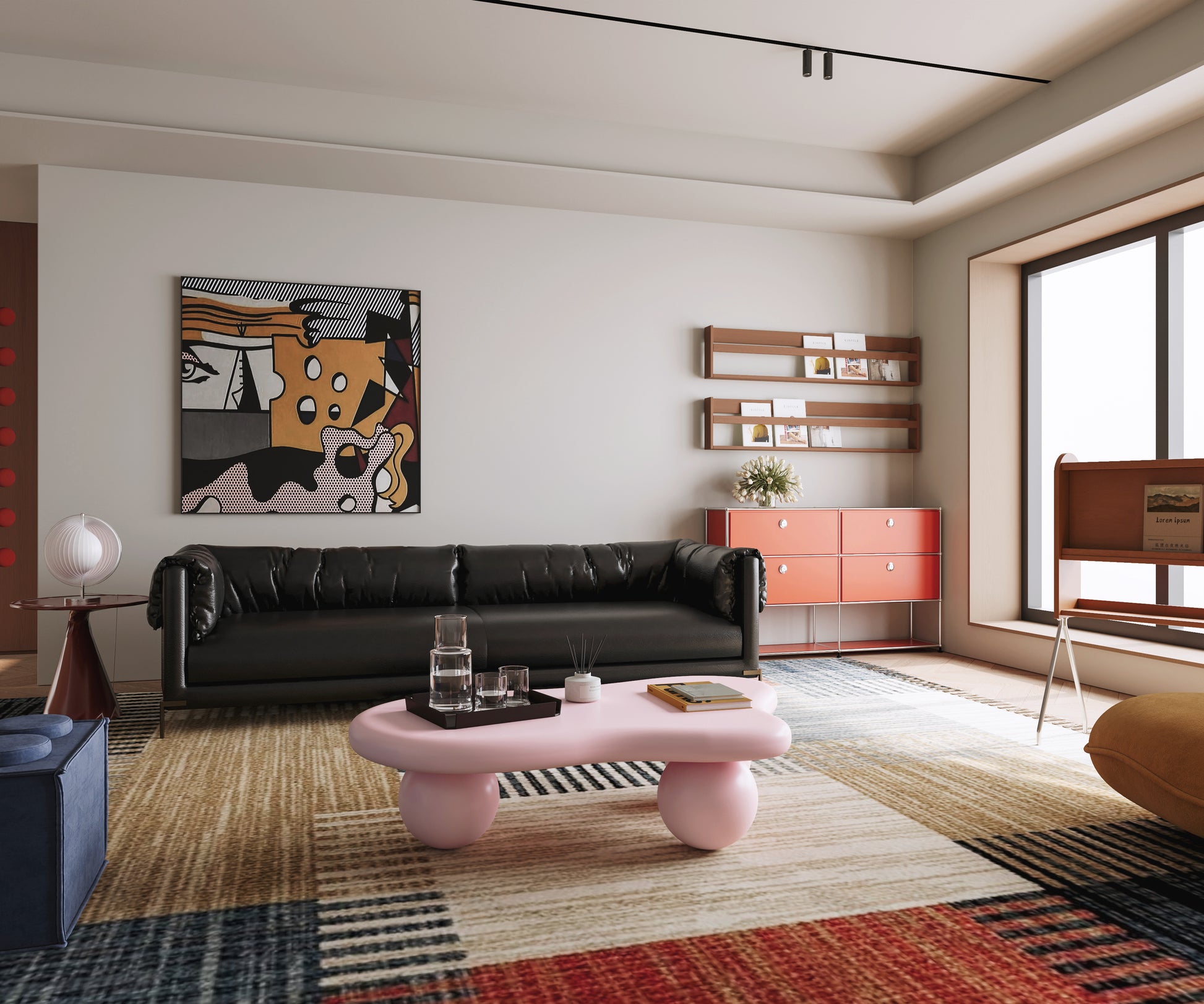 Pink Cloud Shaped Coffee Table - 47 Inch MDF Table