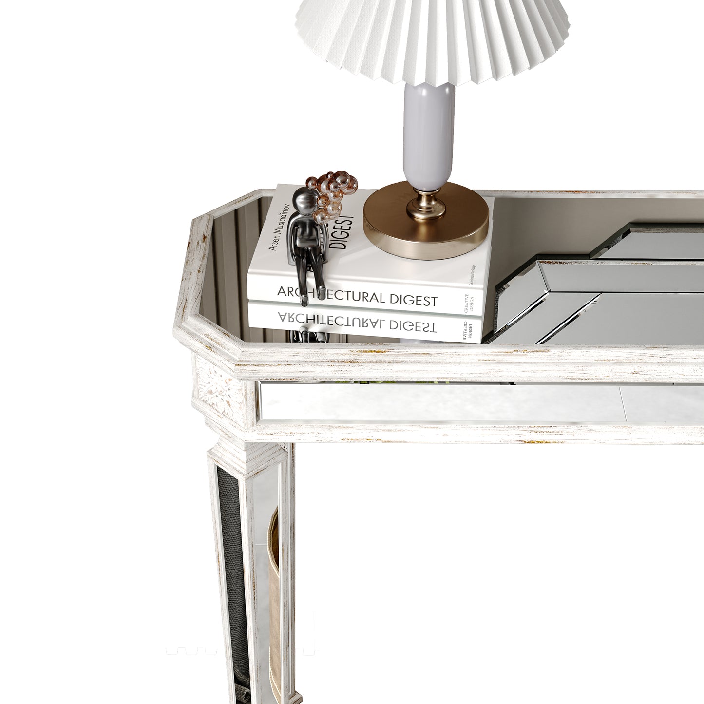 Oak Silver Triangular Desk - 48" Living Room Table