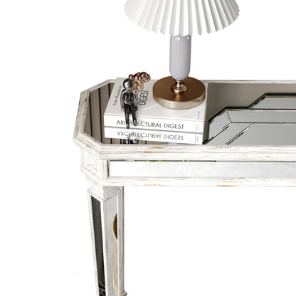 Oak Silver Triangular Desk - 48" Living Room Table