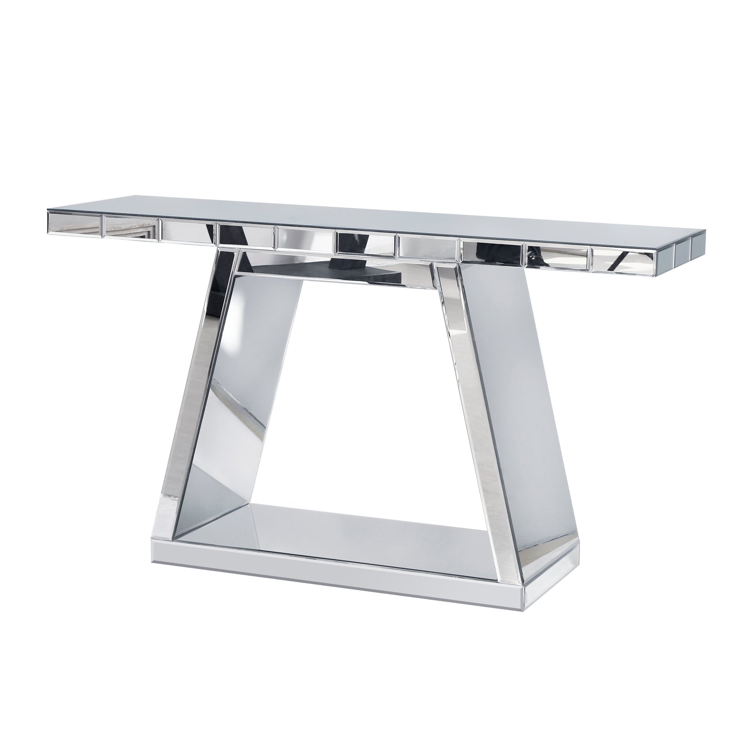 Silver Mirror Entryway Table - Rectangular Console with Storage for Living Room