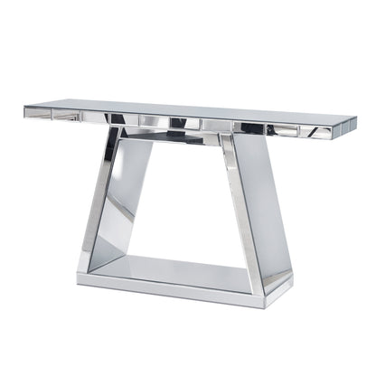 Silver Mirror Entryway Table - Rectangular Console with Storage for Living Room