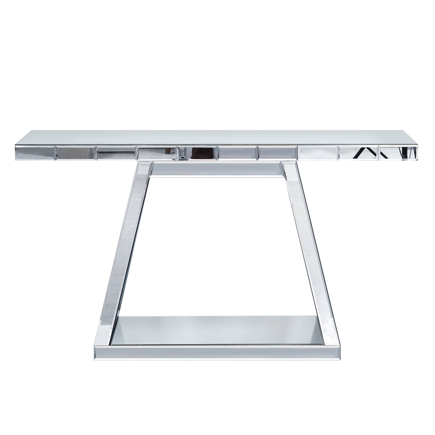 Silver Mirror Entryway Table - Rectangular Console with Storage for Living Room