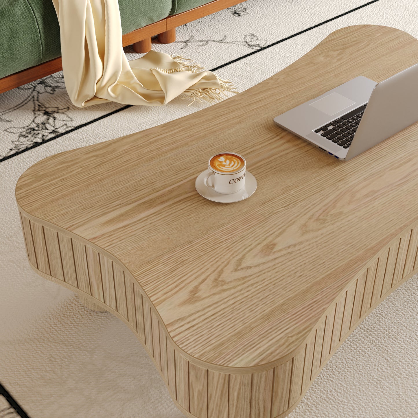 Natural Wood Floating Desk - 42" Lift Top Coffee Table for Living Room