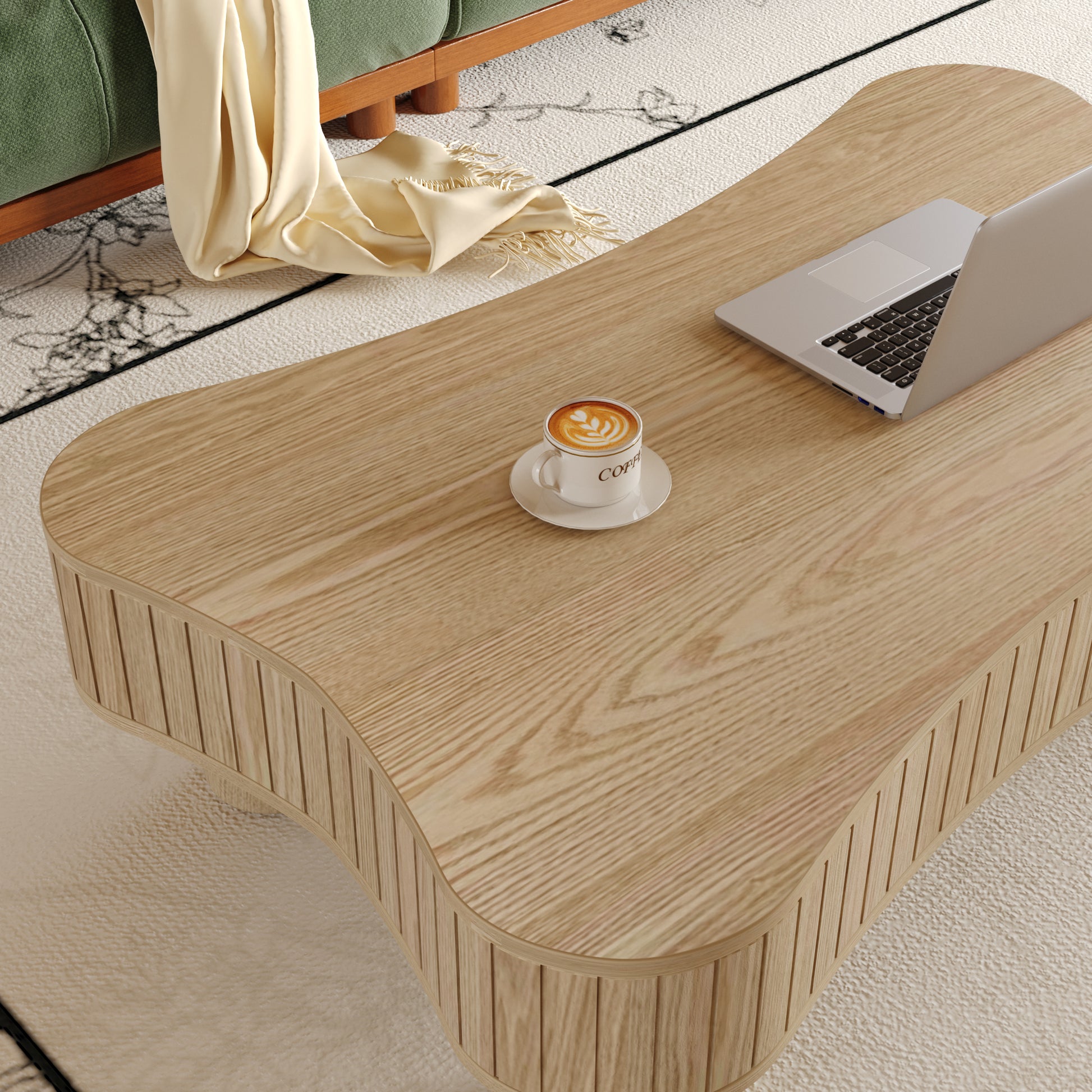 Natural Wood Floating Desk - 42" Lift Top Coffee Table for Living Room