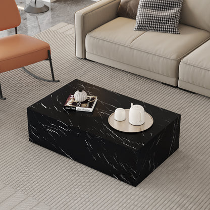 39.3*23.6*11.8 Inch Black Marble Texture MDF Coffee Table - Luxurious Design, Perfect Living Room Accent.Fashion texture design coffee table, suitable for various situations and scenes.