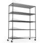 5 Tier 7500lbs Heavy Duty Adjustable Storage Rack Metal Shelf Wire Shelving Unit with Wheels & Shelf Liners - 82" H x 60" L x 24" D - Black