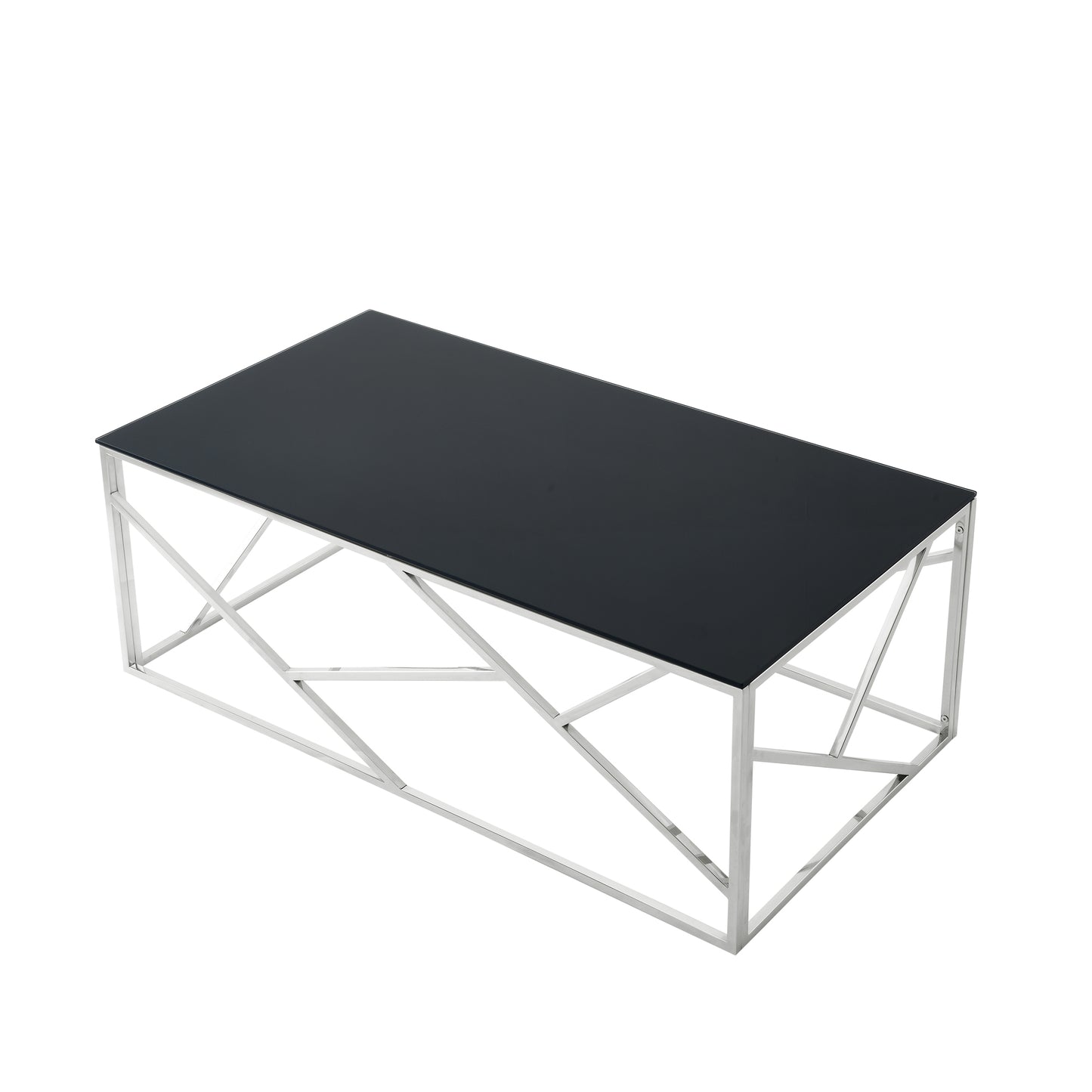 Stainless Steel Chrome Coffee Table 48" x 26"