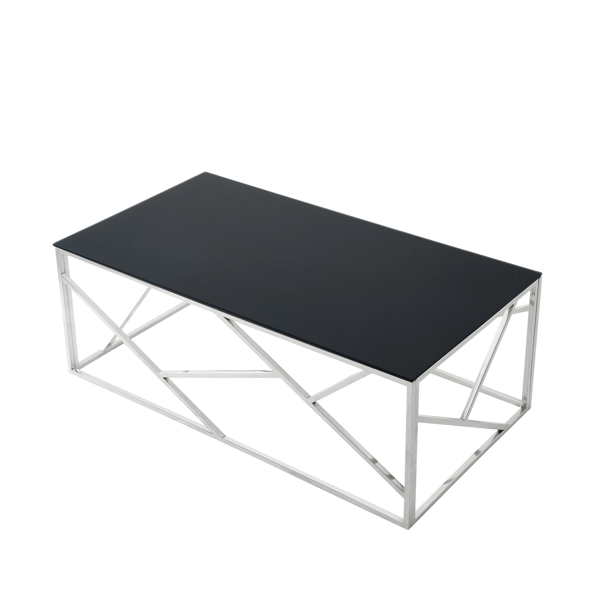 Stainless Steel Chrome Coffee Table 48" x 26"