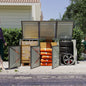 Garbage Bin Shed Stores 3 Trash Cans with Pneumatic Support Rod, with Lockable Doors & Waterproof Lid Chain, for Patio,Garden,Backyard,Grey
