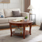 Traditional Round Coffee Table with Open Storage Shelf,2-Tier Storage Wood Center Circle Accent Table for Living Room, Bedroom, Apartment, Studio and Small Spaces, 30 x 30 x 18 inches
