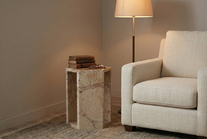 Pink Marble Hexagon Side Table – 16cm (6.3") Accent Stand for Living Room