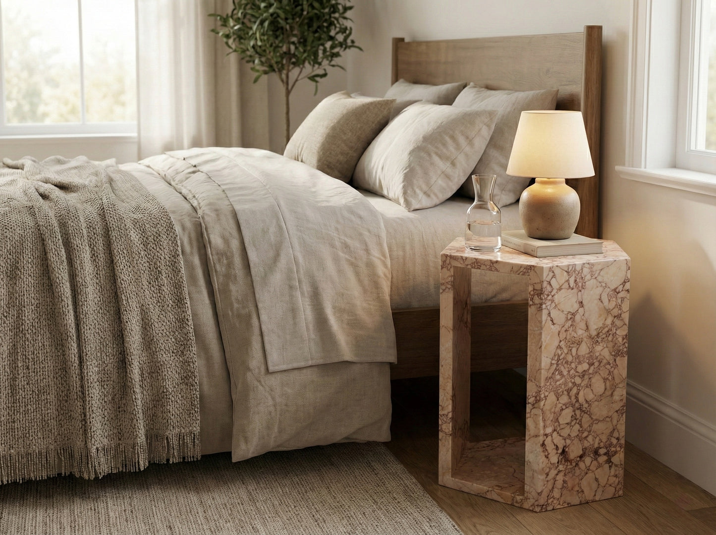 Pink Marble Hexagon Side Table – 16cm (6.3") Accent Stand for Living Room