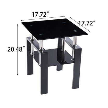 Black Glass Corner Table - Modern Sofa Table