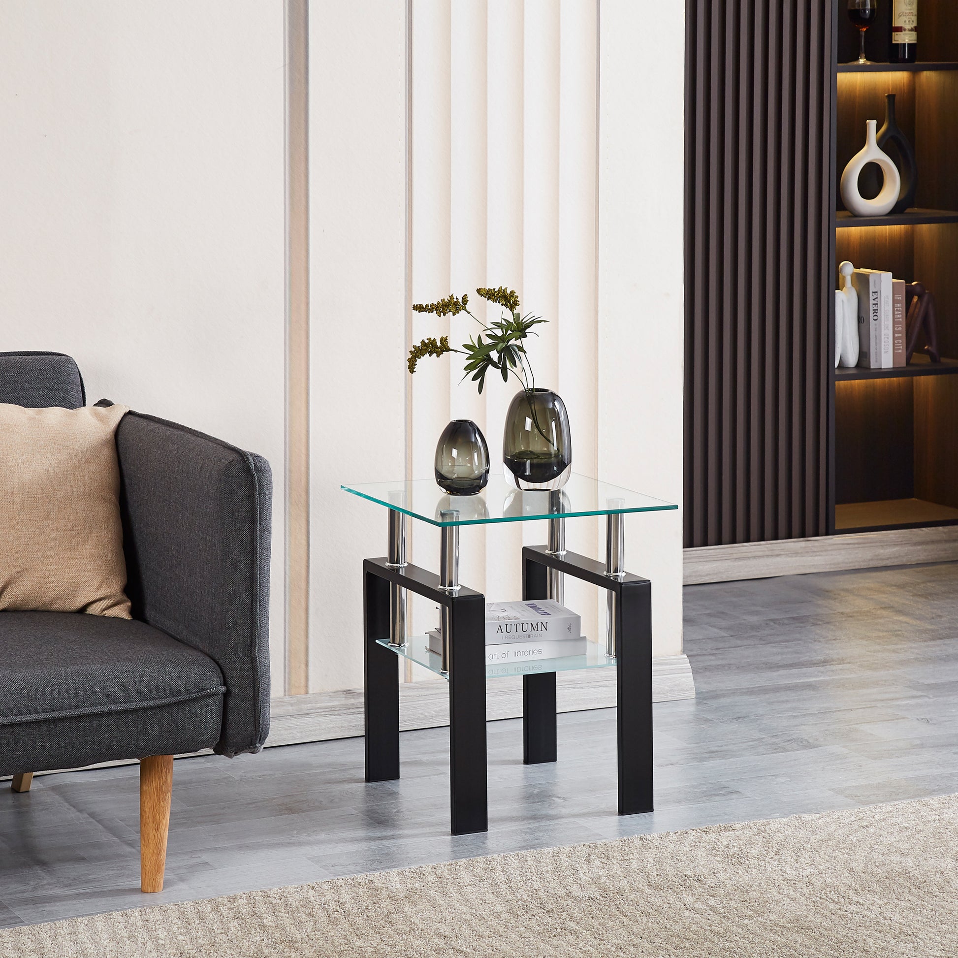 Small Clear Tempered Glass Table - Living Room End Table