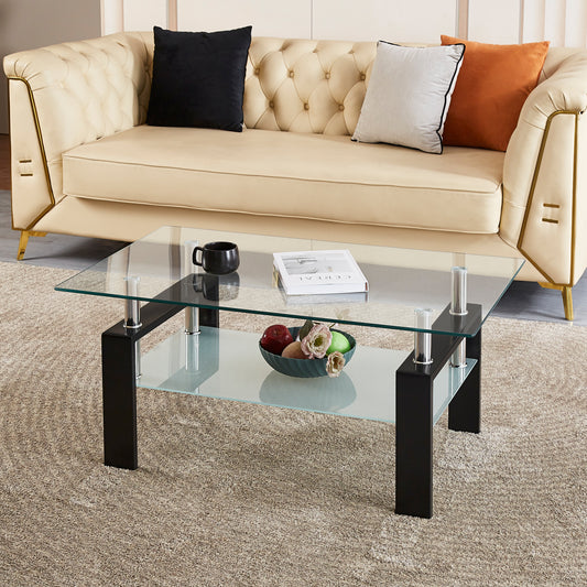 Clear Glass Coffee Table - Modern Living Room Center Table