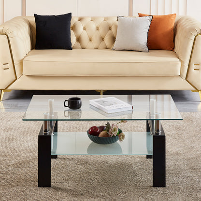 Clear Glass Coffee Table - Modern Living Room Center Table