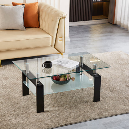 Clear Glass Coffee Table - Modern Living Room Center Table