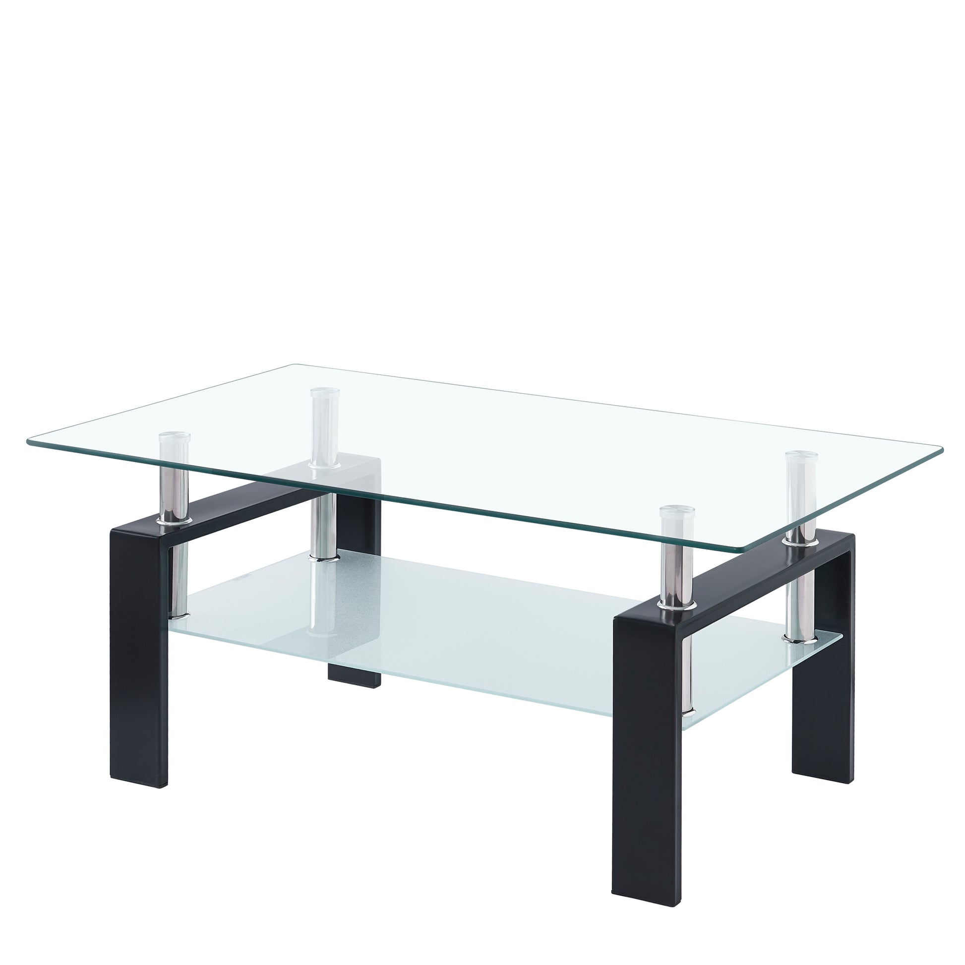 Clear Glass Coffee Table - Modern Living Room Center Table
