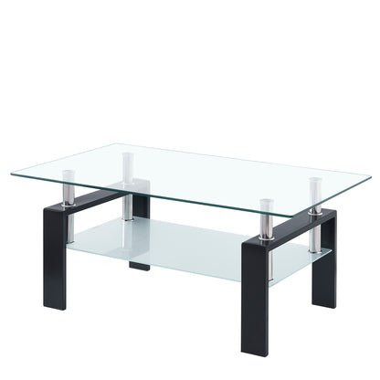 Clear Glass Coffee Table - Modern Living Room Center Table